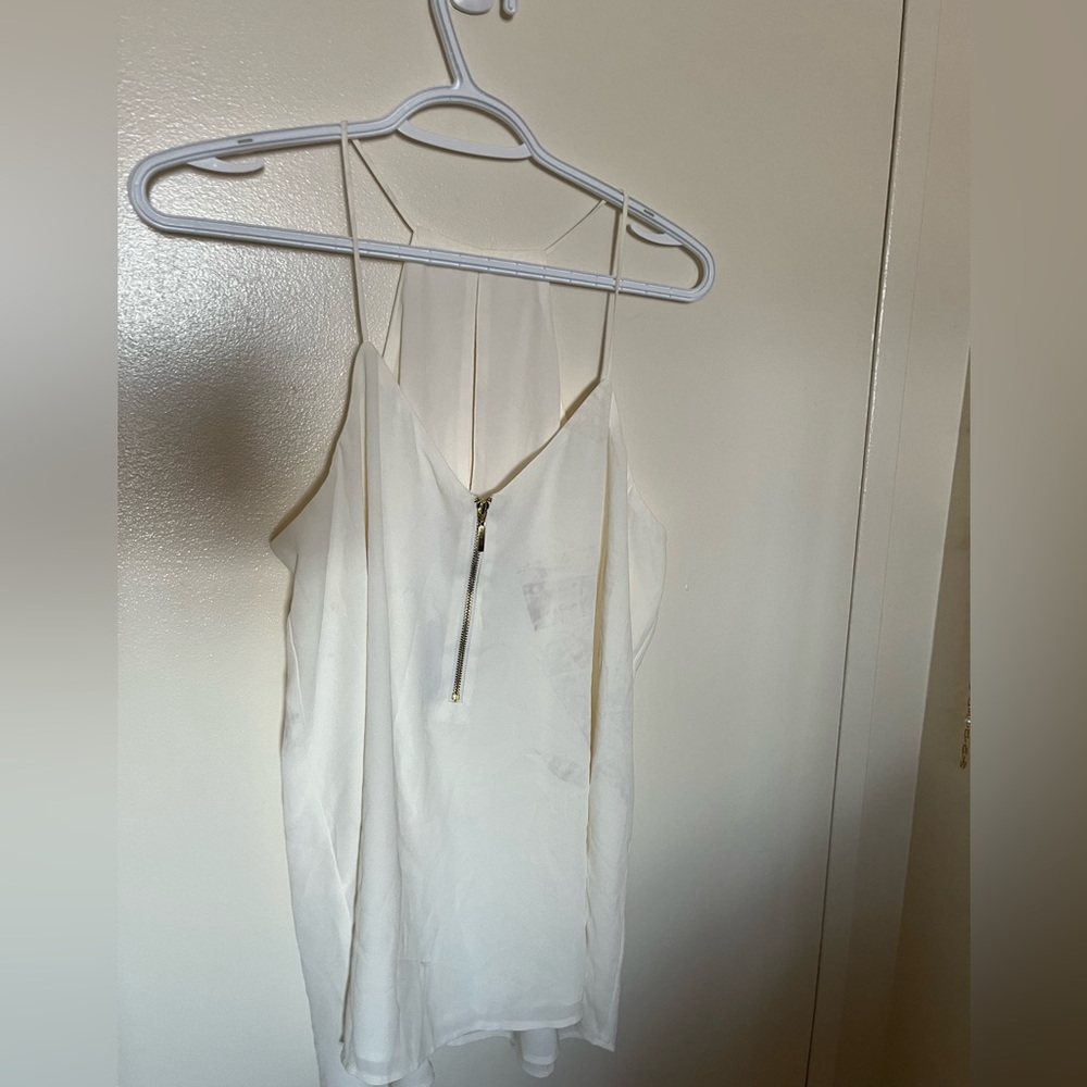 Express White Tank with Zip Front